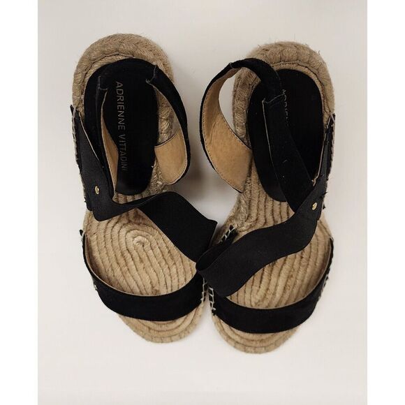 Adrienne Vittadini Women's Black AV-Crete Espadrille Wedge Sandal Size 10M - Picture 5 of 7